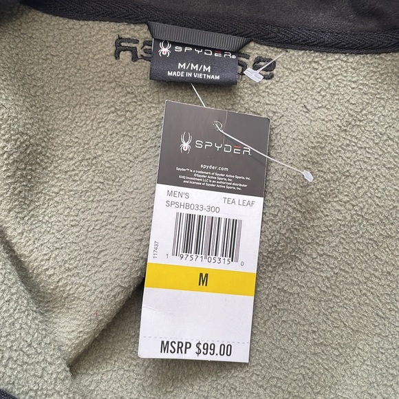 NWT Spyder Tea Leaf Black Green Fleece Lined Full Zip Vest Jacket - Picture 4 of 4